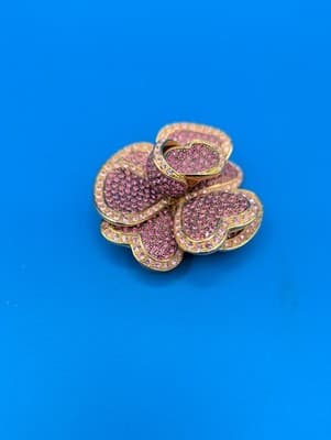 Fabulous Joan Rivers Pink Rose Floral Flower Goldtone Pin Brooch - Thumbnail 6