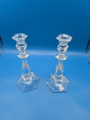 TIFFANY AND CO CRYSTAL 9" CANDLESTICK CANDLE HOLDER PAIR MADE IN GERMANY - Thumbnail 3