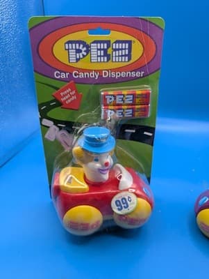 PEZ Lot of 2 Car Toys - Duck & Peter The Clown (1999) - Thumbnail 2
