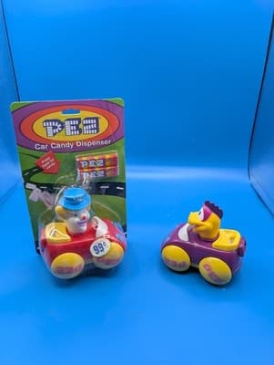PEZ Lot of 2 Car Toys - Duck & Peter The Clown (1999)
