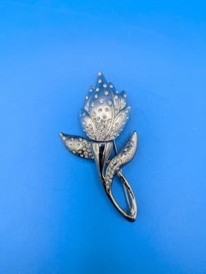 VINTAGE SWAROVSKI STUNNING AUSTRIAN CRYSTAL ROSE BROOCH FLOWER PIN