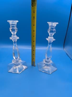 TIFFANY AND CO CRYSTAL 9" CANDLESTICK CANDLE HOLDER PAIR MADE IN GERMANY - Thumbnail 12