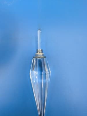 Elegant Faceted Crystal Diamond Cut Perfume Bottle w/Wand Dauber Beautiful Heavy - Thumbnail 6