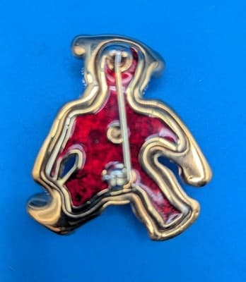 Swarovski Teddy Bear Enamel Brooch with 22K Gold Plating - Thumbnail 2