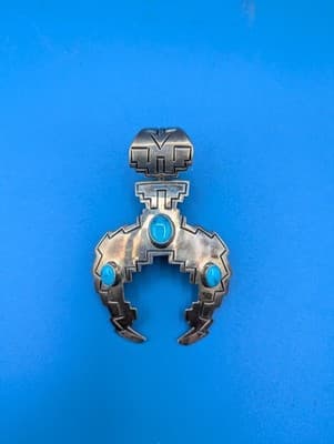 ANDRES NIETO Navajo Sterling Silver Sleeping Beauty Blue Turquoise Pendant