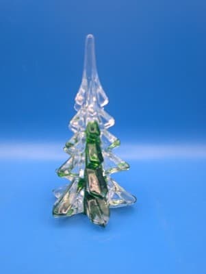 Vintage Art Glass Clear and Green Christmas Tree Figurine/Paper weight - Thumbnail 6