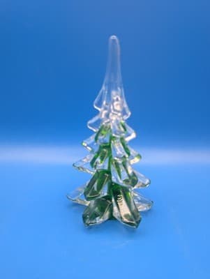 Vintage Art Glass Clear and Green Christmas Tree Figurine/Paper weight - Thumbnail 2
