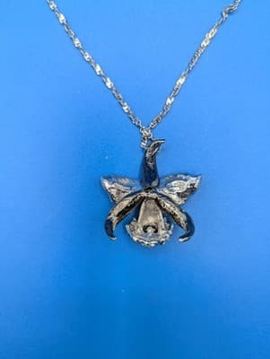 Nolan Miller Necklace Pave Orchid Pendant Vintage - Thumbnail 3