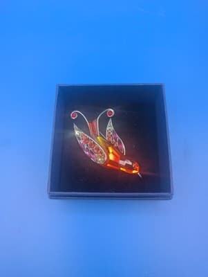 DANIEL SWAROVSKI Topaz Crystal Sterling Silver SWALLOW BANU BIRD Pin Brooch Rare - Thumbnail 6