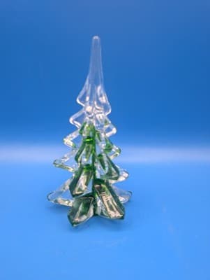 Vintage Art Glass Clear and Green Christmas Tree Figurine/Paper weight - Thumbnail 5