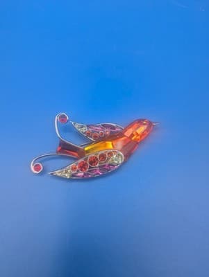 DANIEL SWAROVSKI Topaz Crystal Sterling Silver SWALLOW BANU BIRD Pin Brooch Rare