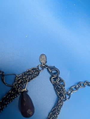 Vintage hard To Find, Joan Rivers, 3 Strand Statement Necklace. Teardrop Red - Thumbnail 3