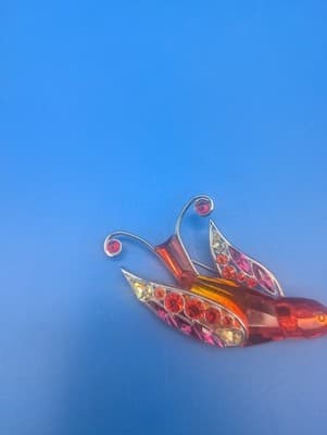 DANIEL SWAROVSKI Topaz Crystal Sterling Silver SWALLOW BANU BIRD Pin Brooch Rare - Thumbnail 4