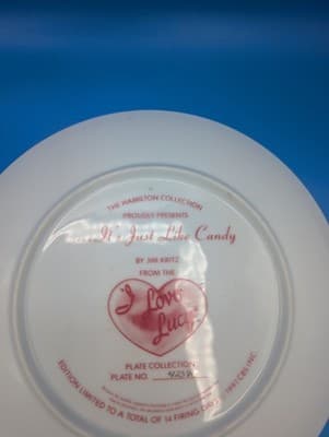 Vintage 1989 I Love Lucy Limited Hamilton It's Just Like Candy Jim Kritz Plate - Thumbnail 6