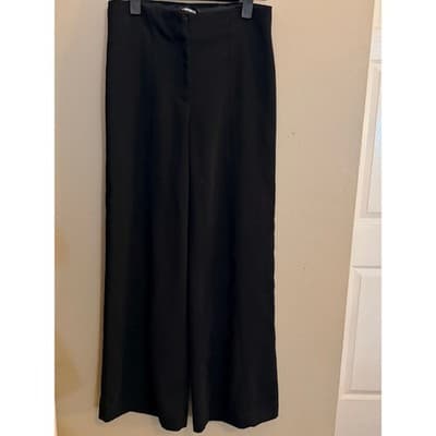 Express High Waist Pleated Wide Leg Dress Pants Black Petite 4 NWOT