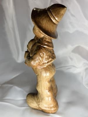 MCM Figural Vintage Boy Pipes Like Wood Figurine Ceramic Hong Kong Musician Folk - Thumbnail 3