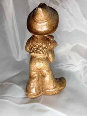 MCM Figural Vintage Boy Pipes Like Wood Figurine Ceramic Hong Kong Musician Folk - Thumbnail 4