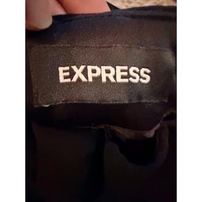 Express High Waist Pleated Wide Leg Dress Pants Black Petite 4 NWOT - Thumbnail 12