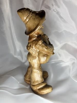 MCM Figural Vintage Boy Pipes Like Wood Figurine Ceramic Hong Kong Musician Folk - Thumbnail 5