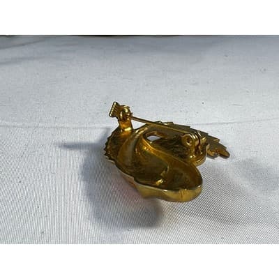Vintage Koi FIsh Brooch Gold Tone Carp Ornate Toledo Damascene Style 2" Pin - Thumbnail 19