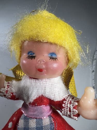 Vintage Blow Mold Christmas Ornament Angel Doll Wings Girl VTG Retro RARE HTF - Thumbnail 11