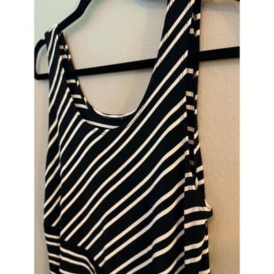 Black White Striped Silky Tank Top Sleeveless Flowy Women’s Size M - Thumbnail 6