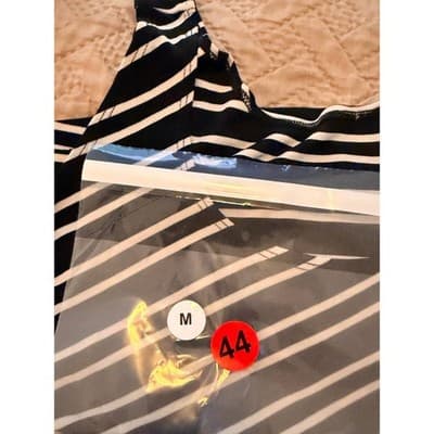 Black White Striped Silky Tank Top Sleeveless Flowy Women’s Size M - Thumbnail 9