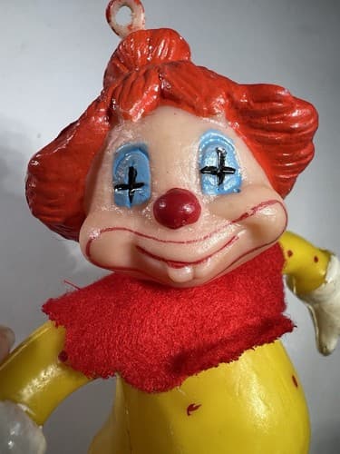 Vintage Blow Mold Christmas Ornament Circus Clown VTG Decor Retro RARE - Thumbnail 4