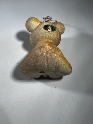 Blow Mold Christmas Ornament Bear Mouse Big Ear Googly Eye Flocked VTG RARE - Thumbnail 5