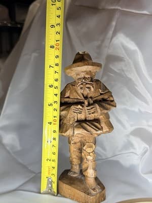 VTG Hand Carved Wooden Traveler Barefoot Old Man Statue Folk Art Decor Country - Thumbnail 12