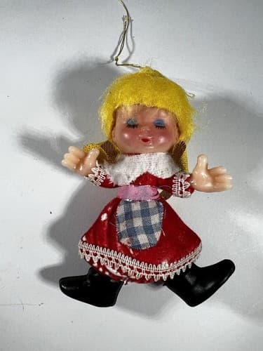 Vintage Blow Mold Christmas Ornament Angel Doll Wings Girl VTG Retro RARE HTF