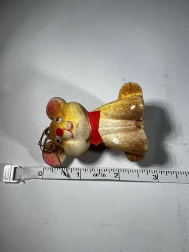 Blow Mold Christmas Ornament Bear Mouse Big Ear Googly Eye Flocked VTG RARE - Thumbnail 8