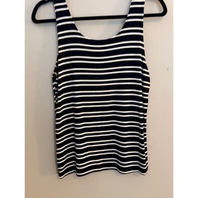 Black White Striped Silky Tank Top Sleeveless Flowy Women’s Size M - Thumbnail 8