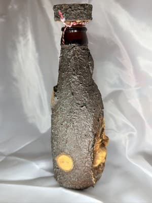 Wood Tree Bark Liquor Decanter Bottle Cork Stopper Man Face Vintage Folk Art - Thumbnail 5