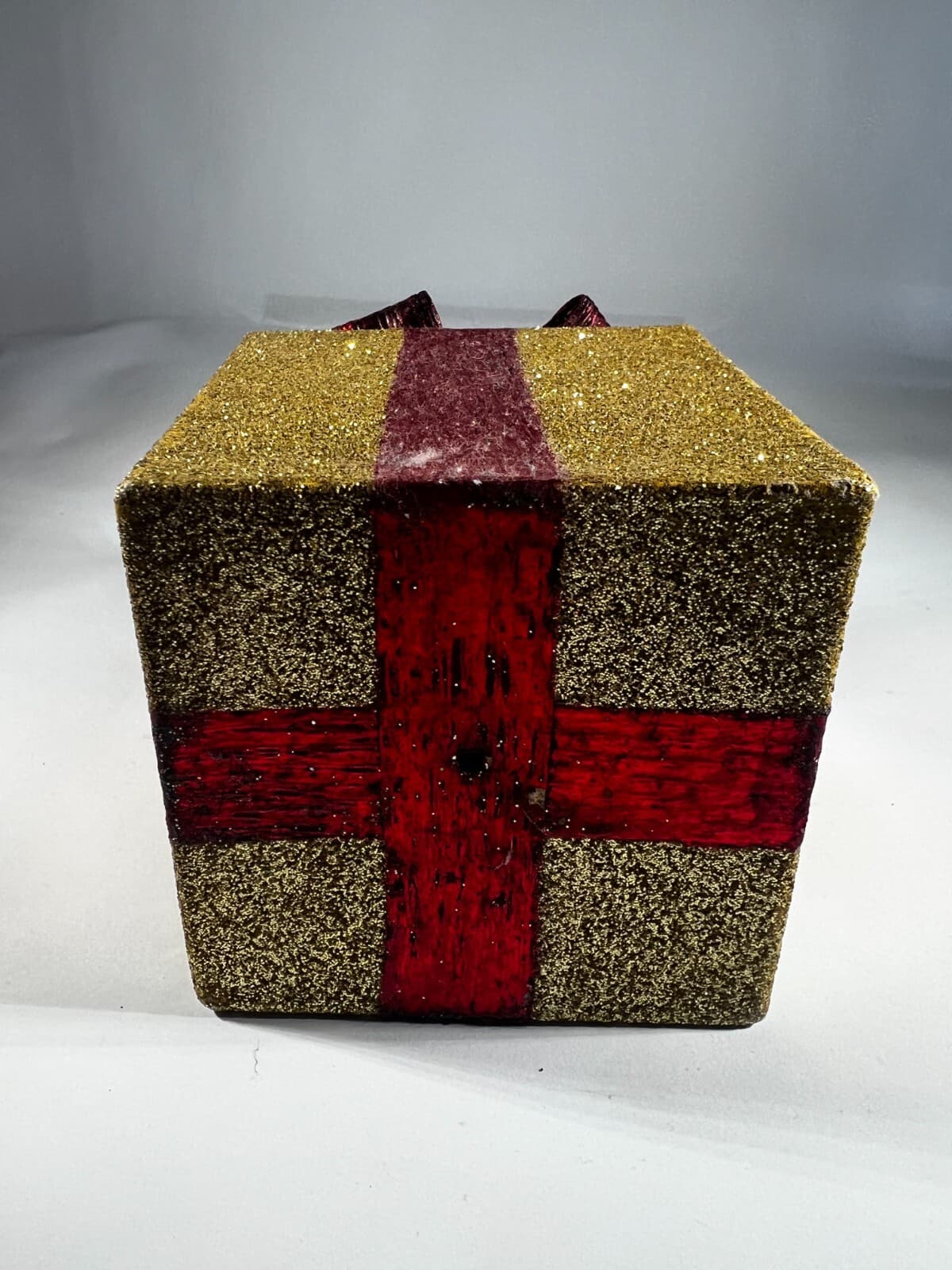 Handmade Vintage Christmas Gift Present Gold Red Decor Holiday Glitter Bow - Thumbnail 9