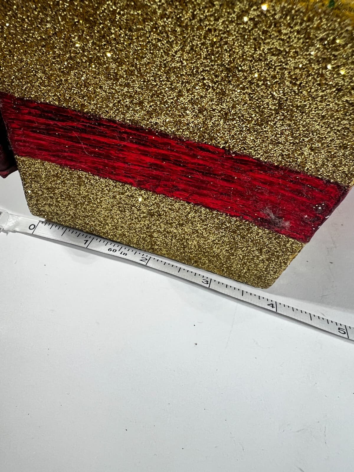 Handmade Vintage Christmas Gift Present Gold Red Decor Holiday Glitter Bow - Thumbnail 12