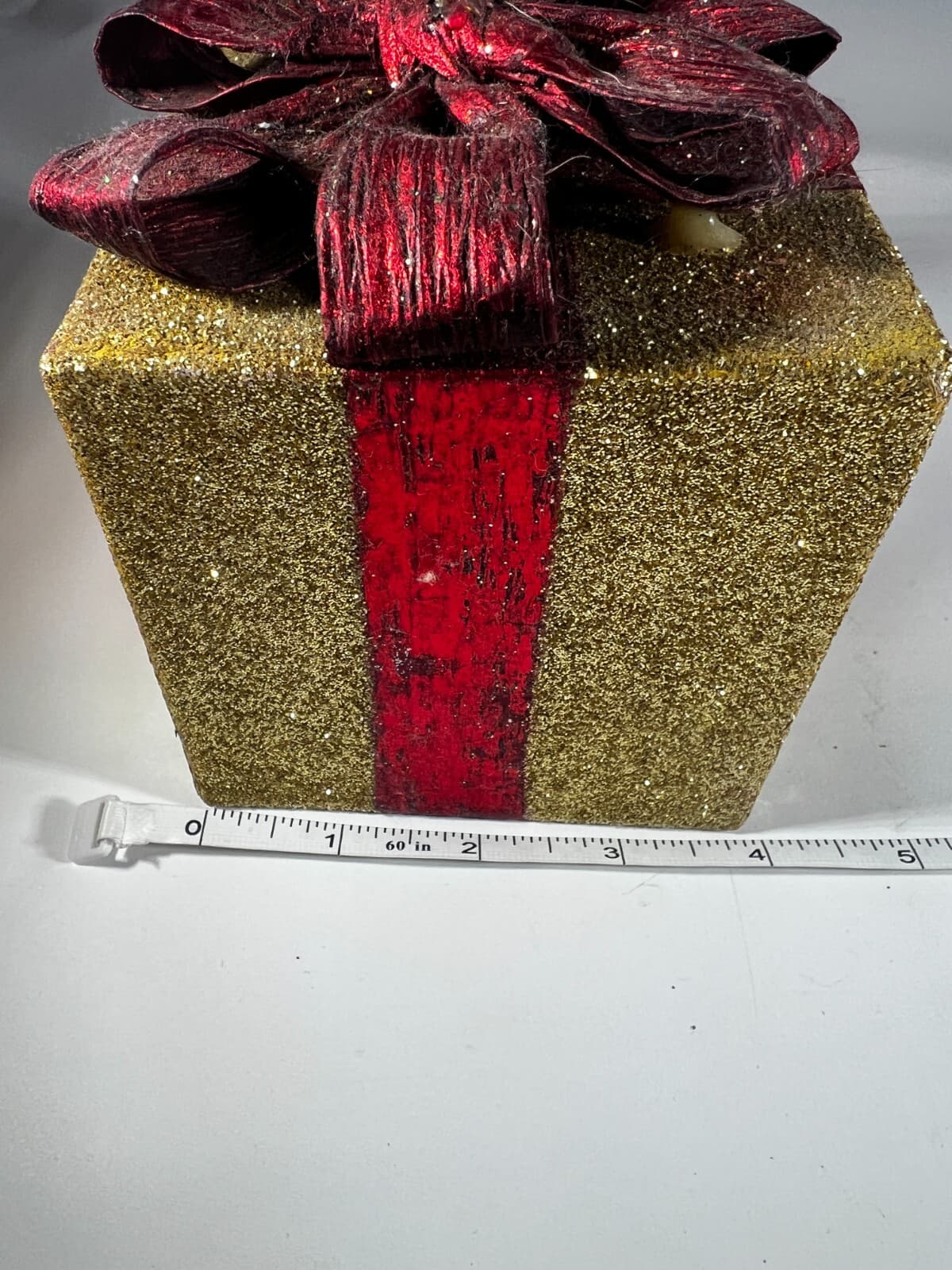 Handmade Vintage Christmas Gift Present Gold Red Decor Holiday Glitter Bow - Thumbnail 11