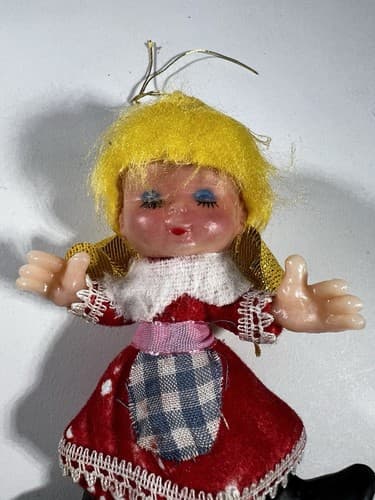 Vintage Blow Mold Christmas Ornament Angel Doll Wings Girl VTG Retro RARE HTF - Thumbnail 6