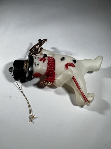 Vintage Blow Mold Merry Christmas Ornament Snowman Pipe Cane Hat VTG Retro RARE - Thumbnail 8