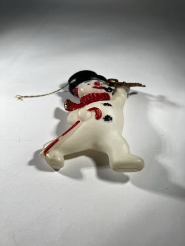 Vintage Blow Mold Merry Christmas Ornament Snowman Pipe Cane Hat VTG Retro RARE - Thumbnail 9