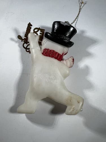 Vintage Blow Mold Merry Christmas Ornament Snowman Pipe Cane Hat VTG Retro RARE - Thumbnail 10