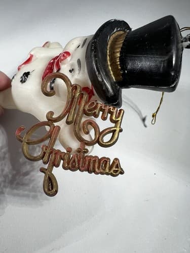 Vintage Blow Mold Merry Christmas Ornament Snowman Pipe Cane Hat VTG Retro RARE - Thumbnail 6