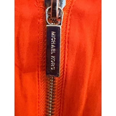 Michael Kors Zip Front Tunic Blouse Orange V Neck Long Sleeve Size S NWT - Thumbnail 6