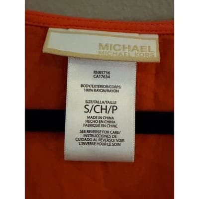 Michael Kors Zip Front Tunic Blouse Orange V Neck Long Sleeve Size S NWT - Thumbnail 5