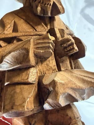 VTG Hand Carved Wooden Traveler Barefoot Old Man Statue Folk Art Decor Country - Thumbnail 7