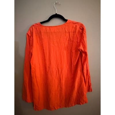 Michael Kors Zip Front Tunic Blouse Orange V Neck Long Sleeve Size S NWT - Thumbnail 9