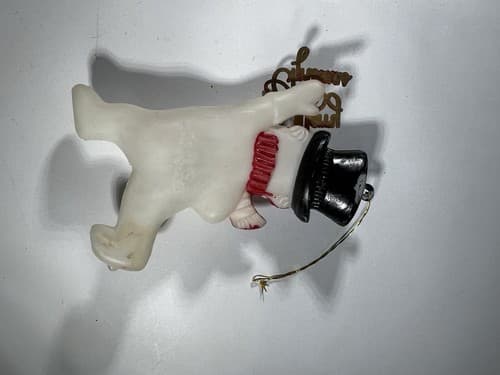 Vintage Blow Mold Merry Christmas Ornament Snowman Pipe Cane Hat VTG Retro RARE - Thumbnail 16