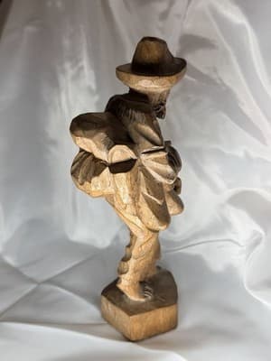 VTG Hand Carved Wooden Traveler Barefoot Old Man Statue Folk Art Decor Country - Thumbnail 4