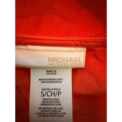 Michael Kors Zip Front Tunic Blouse Orange V Neck Long Sleeve Size S NWT - Thumbnail 10