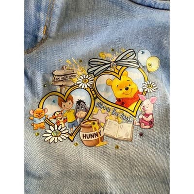 OshKosh Baby Girl Winnie The Pooh Upstyled Lace Trim Denim Shorts Blue Size 8 - Thumbnail 2